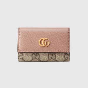 Gucci GG Marmont Leather Key Case - Beige Pink GG Canvas Leather